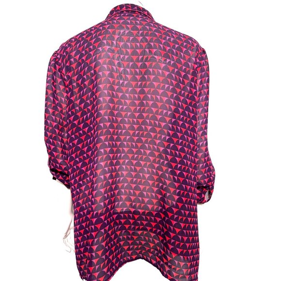 A.N.A. A New Approach Black Red Purple Geometric Print Roll Tab Sleeves Size XL - Picture 3 of 13